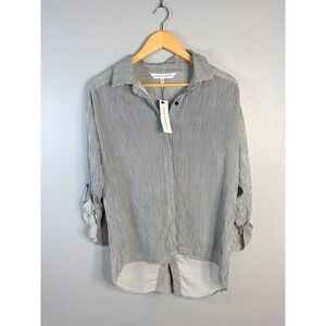 Cupcakes and Cashmere Striped Button Up Rayon Shirt  XS‎ NWT